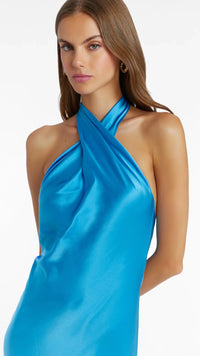 Amanda Uprichard Jade Halter Gown in Blue Jay