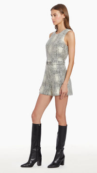 Amanda Uprichard Hazel Wool Belted Romper in Manderlay Wool