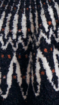 Saylor Areti Long Yoke Boucle Fairisle Cardigan in Black Multi