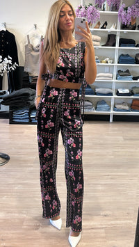 Misa Rita Satin Pant in Midnight Lattice