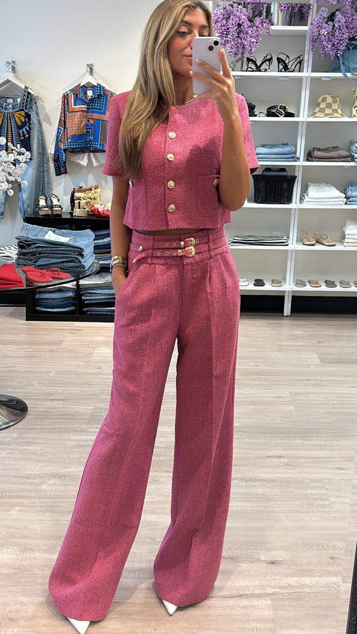 Amanda Uprichard Braswell Tweed Top Jacket in Roseberry