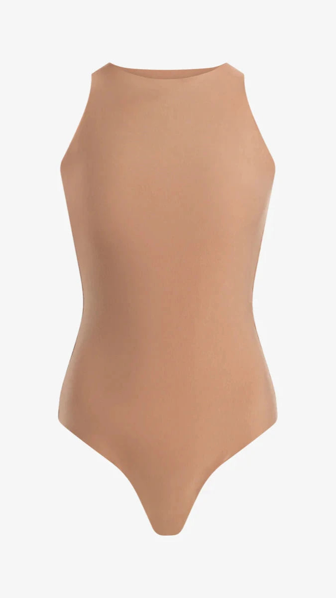 Commando Butter Crew Neck Tank Bodysuit in Toffee