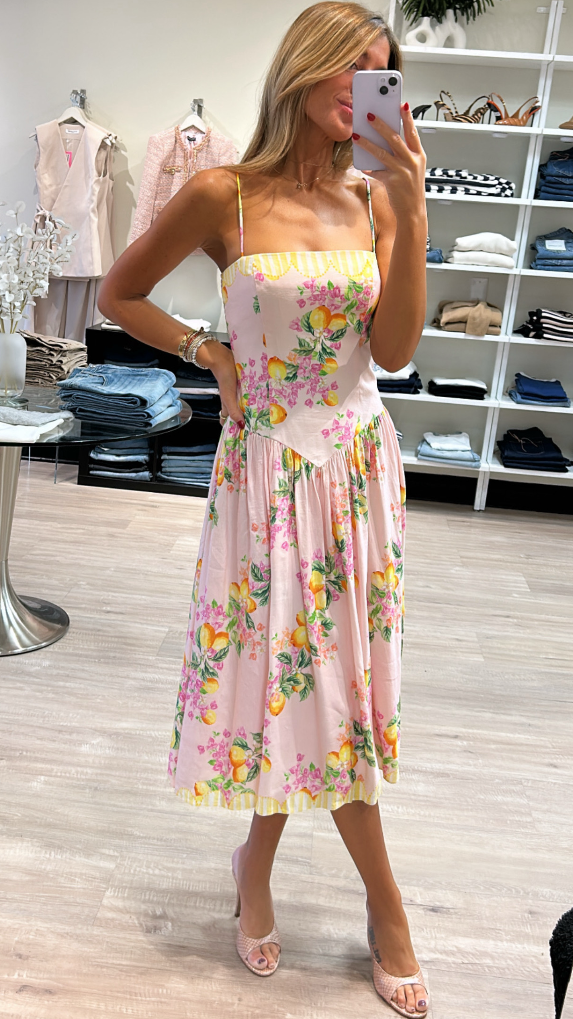 amanda uprichard smocked midi dress Amanda Uprichard Delora Midi Dress in Limoncello