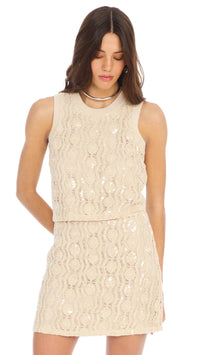 Allison New York Alejandra Beaded Knit Top in Sand