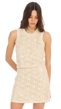 Allison New York Dawn Beaded Knit Mini Skirt in Sand