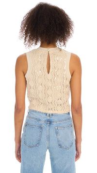 Allison New York Alejandra Beaded Knit Top in Sand