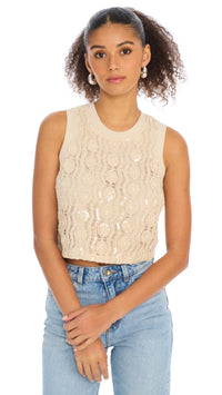 Allison New York Alejandra Beaded Knit Top in Sand