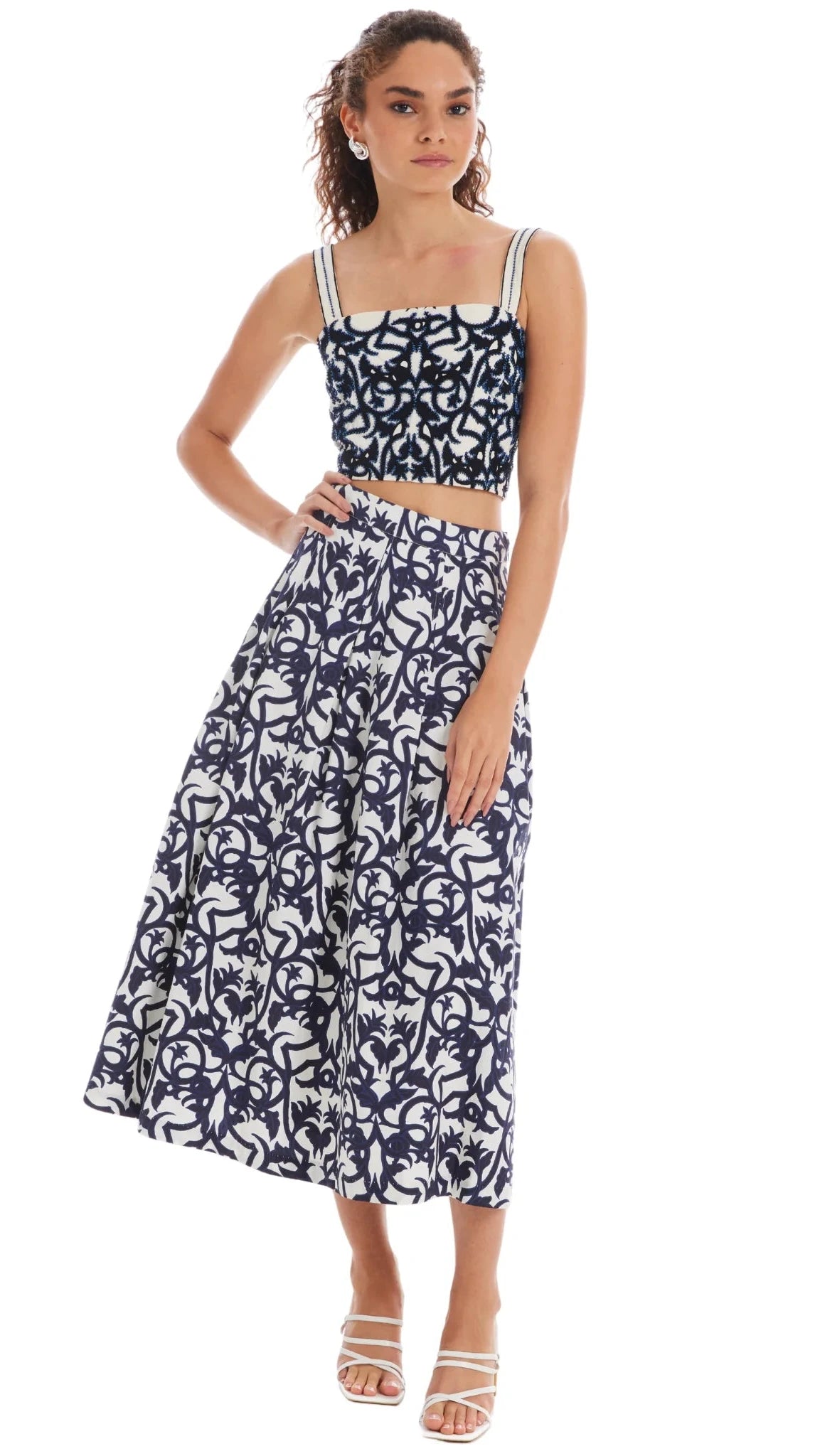 Allison New York Mabel Printed Skirt in Damask