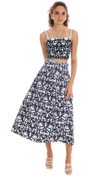 Allison New York Mabel Printed Skirt in Damask