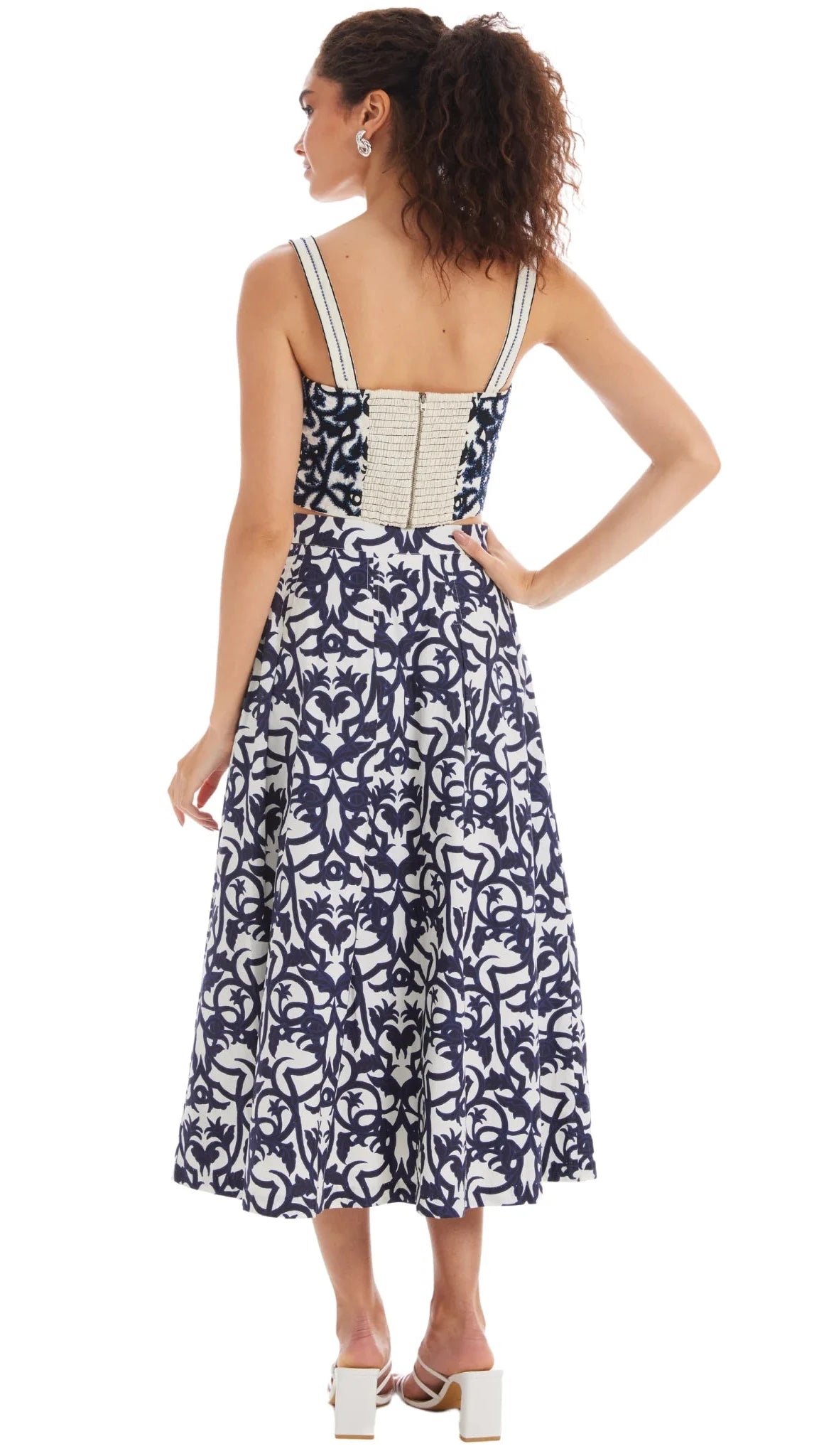 Allison New York Mabel Printed Skirt in Damask