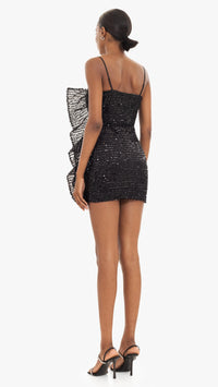 Black Halo Rhode Micro Sequin Mini Dress in Black