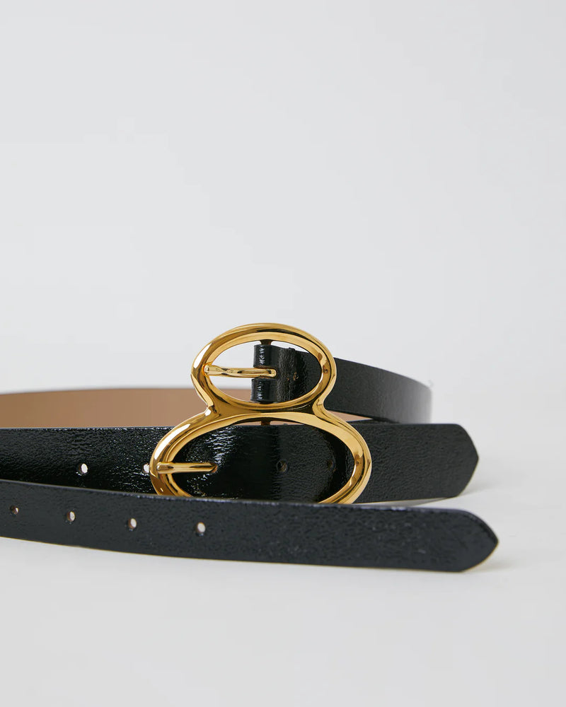 B-Low The Belt Ophelia Gloss Leather Belt in Black/Gold