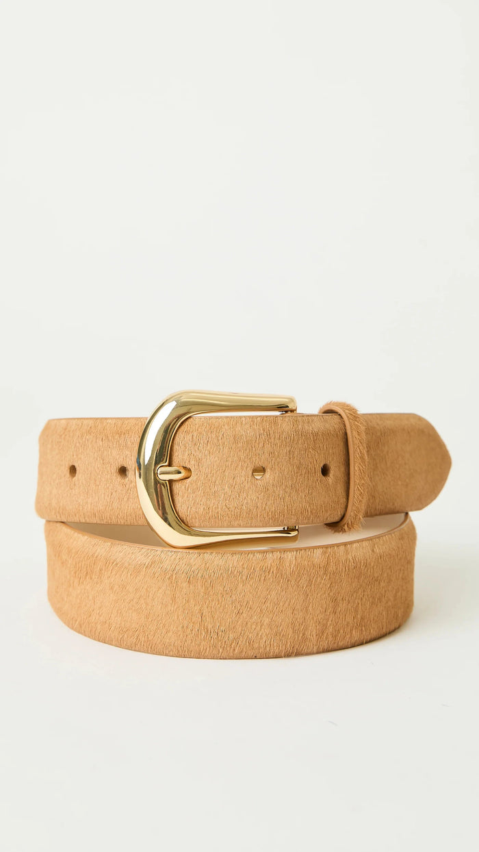 B-Low the Belt Kennedy Calf Hair Belt in Camel/Gold