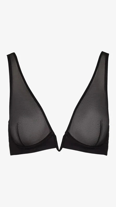 Commando Mesh Plunge Underwire Bra in Black