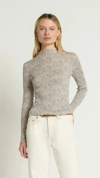 Nation LTD Brenna Long Sleeve Mock Neck Top in Winter Pebble