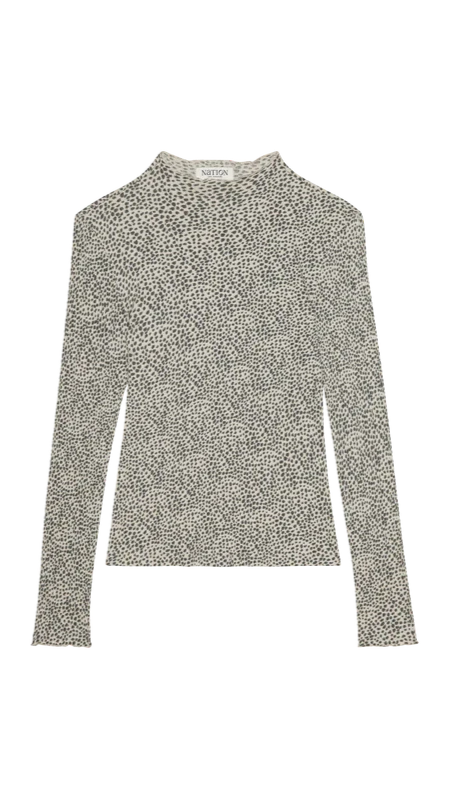 Nation LTD Brenna Long Sleeve Mock Neck Top in Winter Pebble
