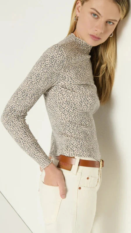 Nation LTD Brenna Long Sleeve Mock Neck Top in Winter Pebble