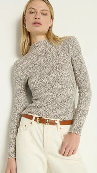 Nation LTD Brenna Long Sleeve Mock Neck Top in Winter Pebble