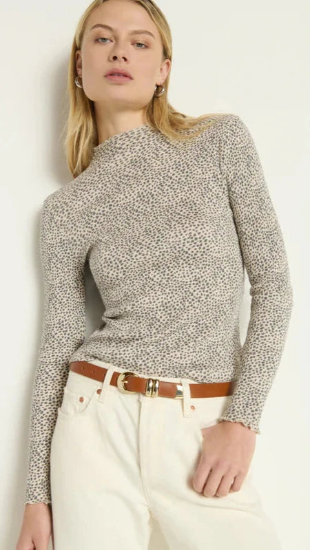 Nation LTD Brenna Long Sleeve Mock Neck Top in Winter Pebble