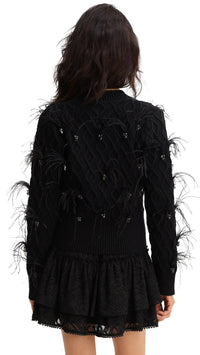 Allison New York Briar Crystal Feather Sweater in Black