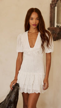 BTB Los Angeles Teddy Eyelet Mini Dress in White