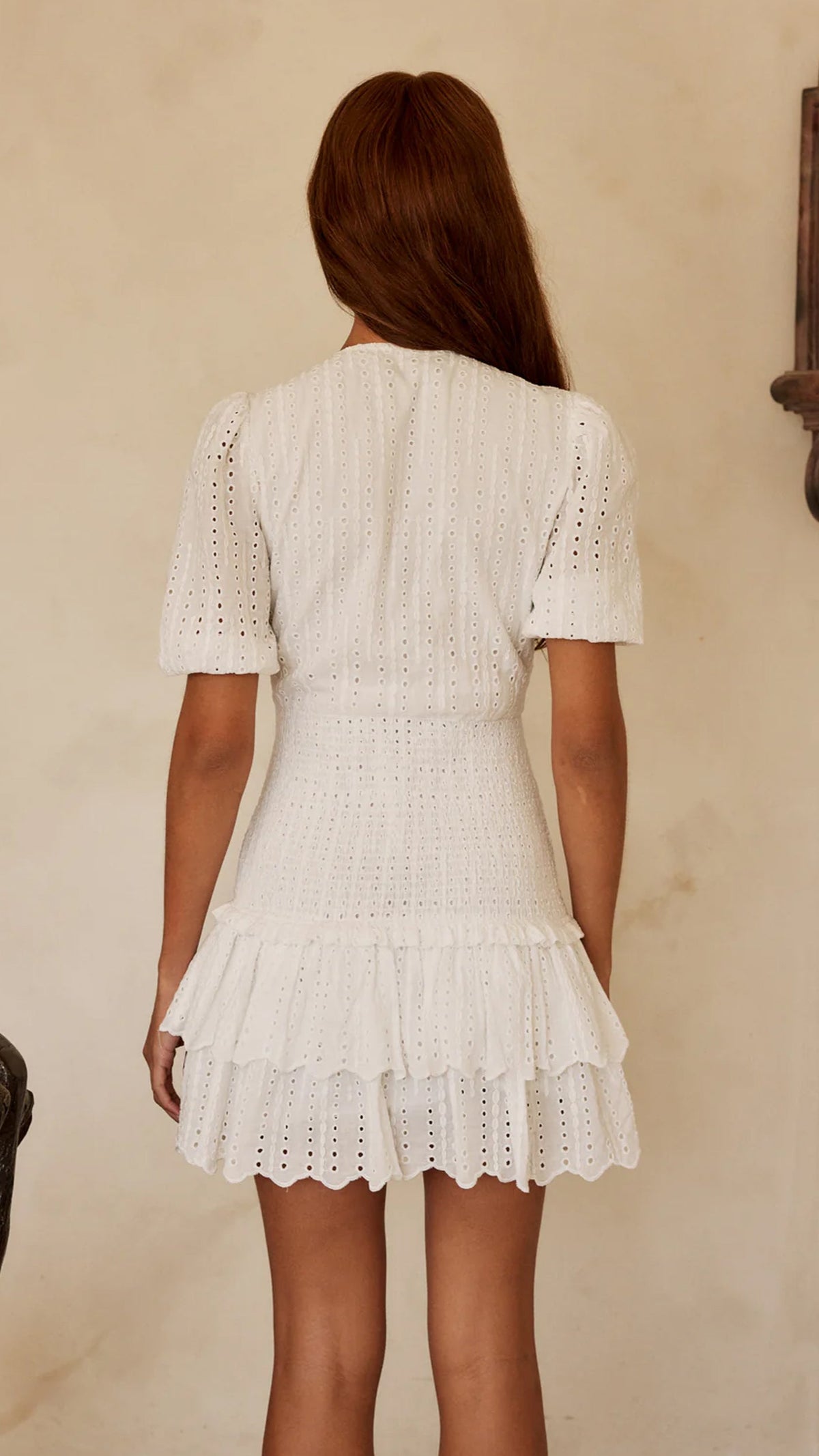 BTB Los Angeles Teddy Eyelet Mini Dress in White