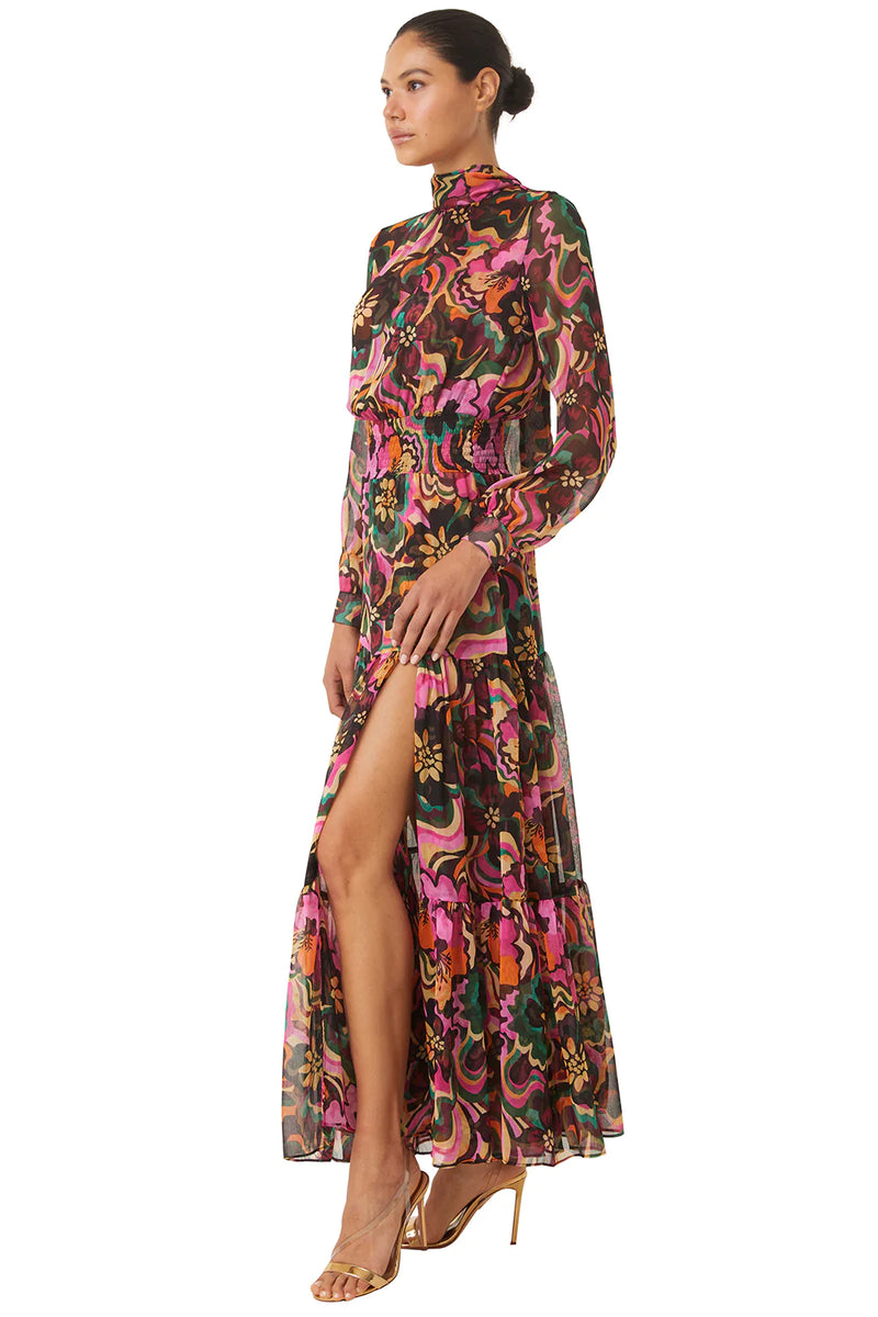 Misa Daphne Long Sleeve Dress in Flora Groove Print