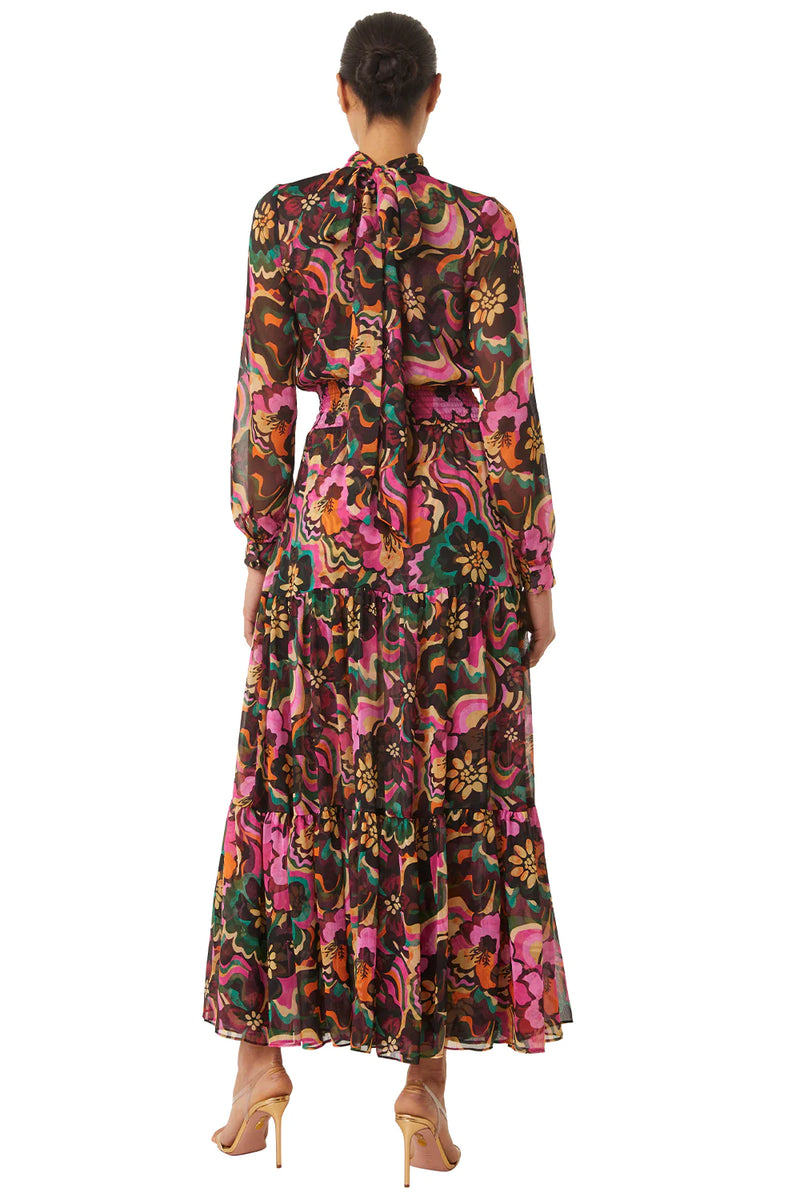 Misa Daphne Long Sleeve Dress in Flora Groove Print
