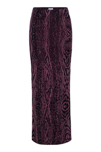 Misa Bow Knit Midi Skirt in Plum