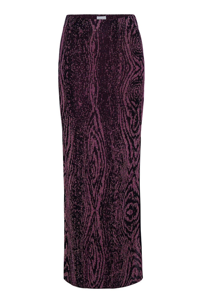 Misa Bow Knit Midi Skirt in Plum