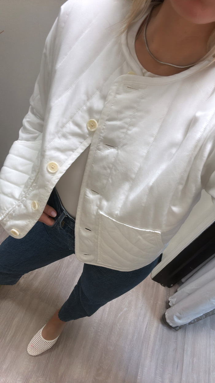 Central Park West Quilted Tencel Jacket in White