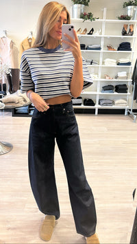 Nation LTD Gio Short Sleeve Sweatshirt in Tossed Stripe