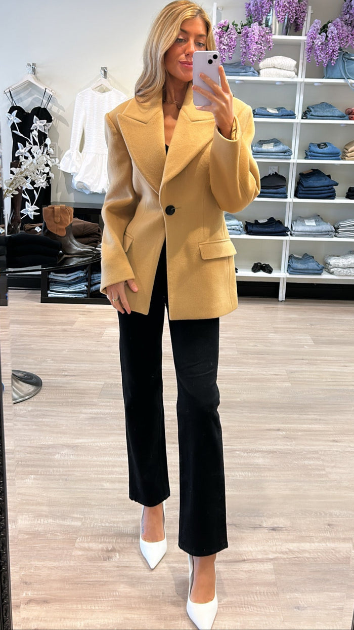 Ronny Kobo Calla Short Wool Coat in Camel