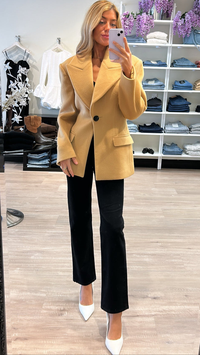 Ronny Kobo Calla Short Wool Coat in Camel