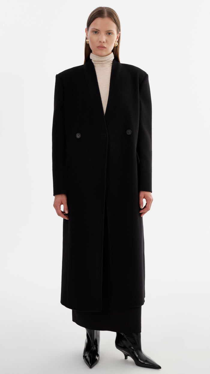 Lamarque Callie Double Face Wool Coat in Black