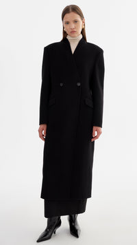 Lamarque Callie Double Face Wool Coat in Black