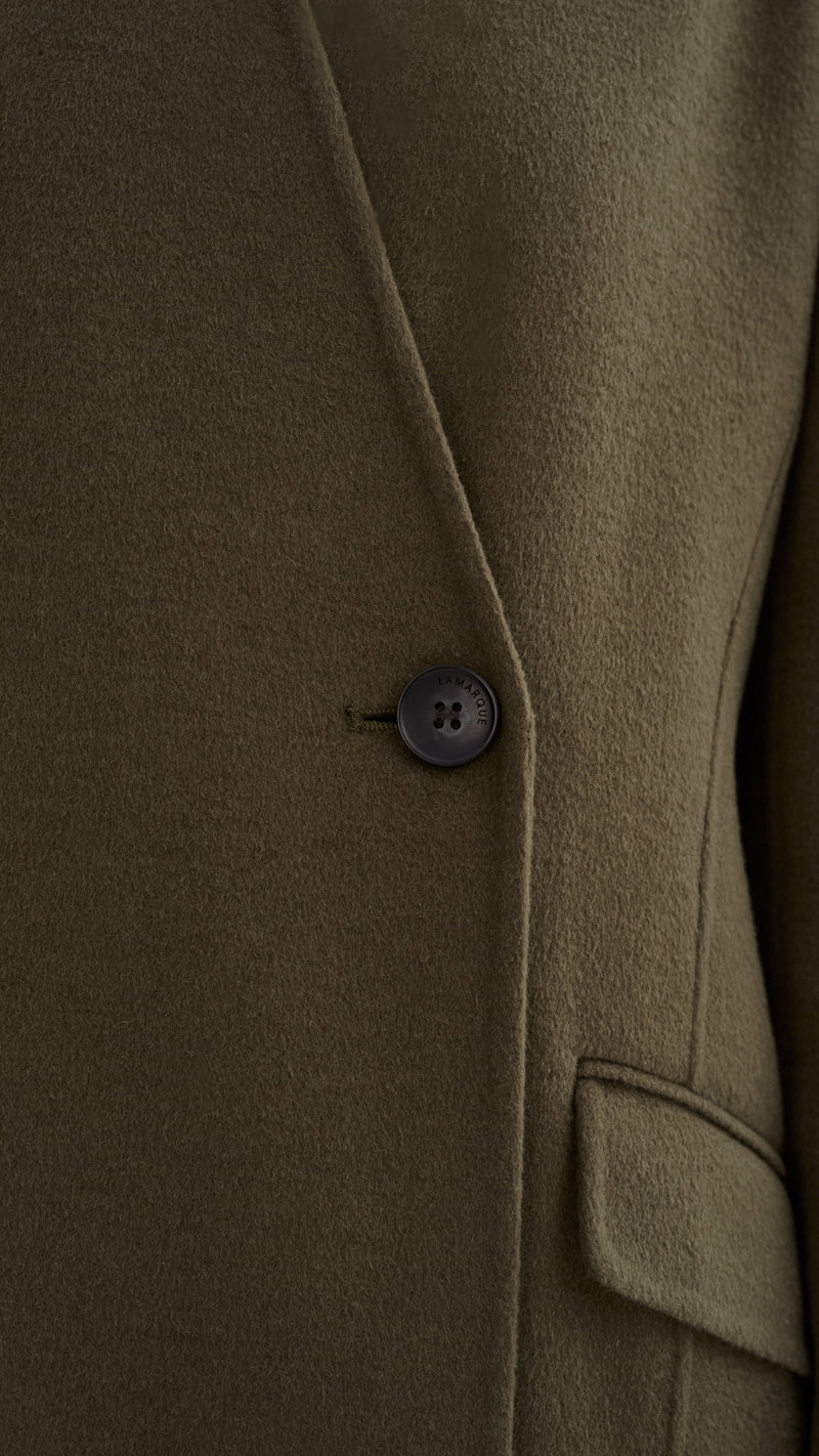 Lamarque Callie Double Face Wool Coat in Olive