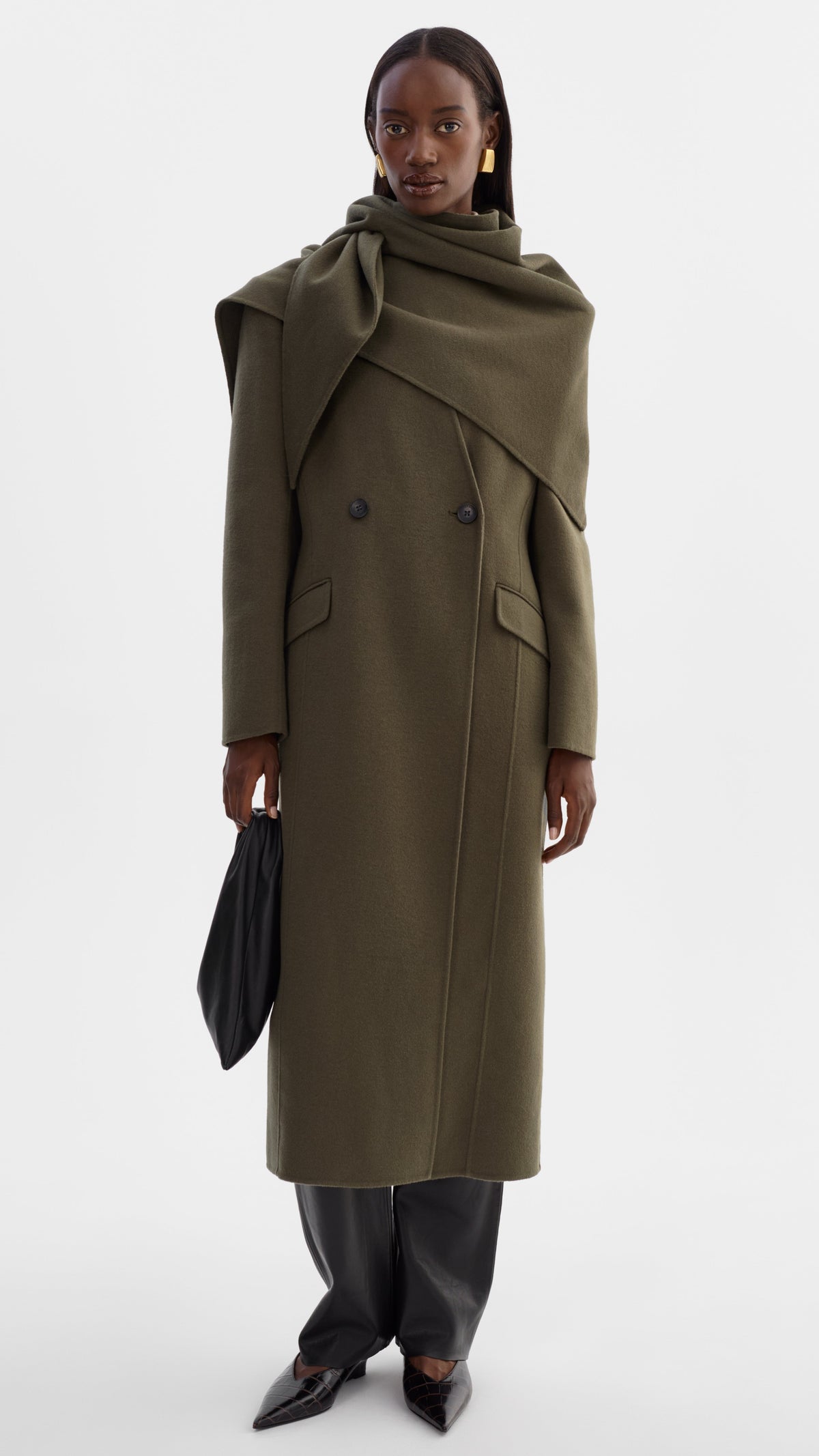 Lamarque Callie Double Face Wool Coat in Olive
