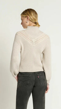 Nation LTD Cassandra Mock Neck Pullover Sweater in Heather Oatmeal