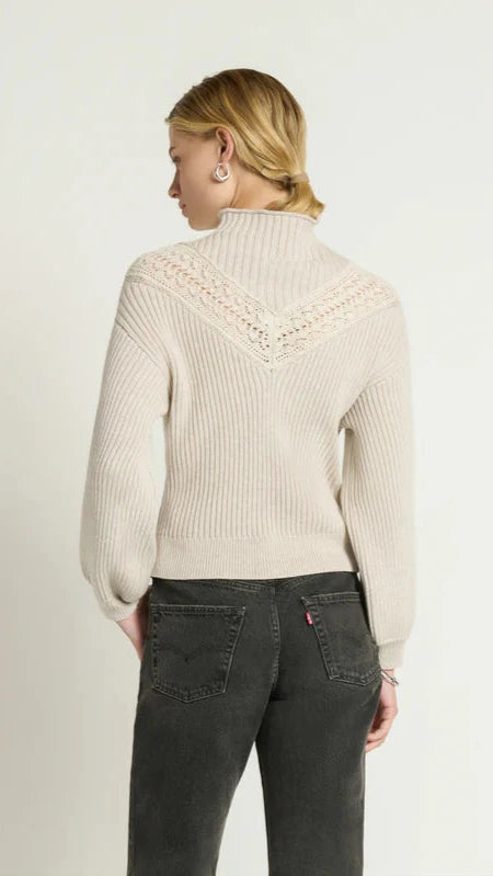 Nation LTD Cassandra Mock Neck Pullover Sweater in Heather Oatmeal