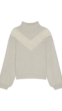 Nation LTD Cassandra Mock Neck Pullover Sweater in Heather Oatmeal