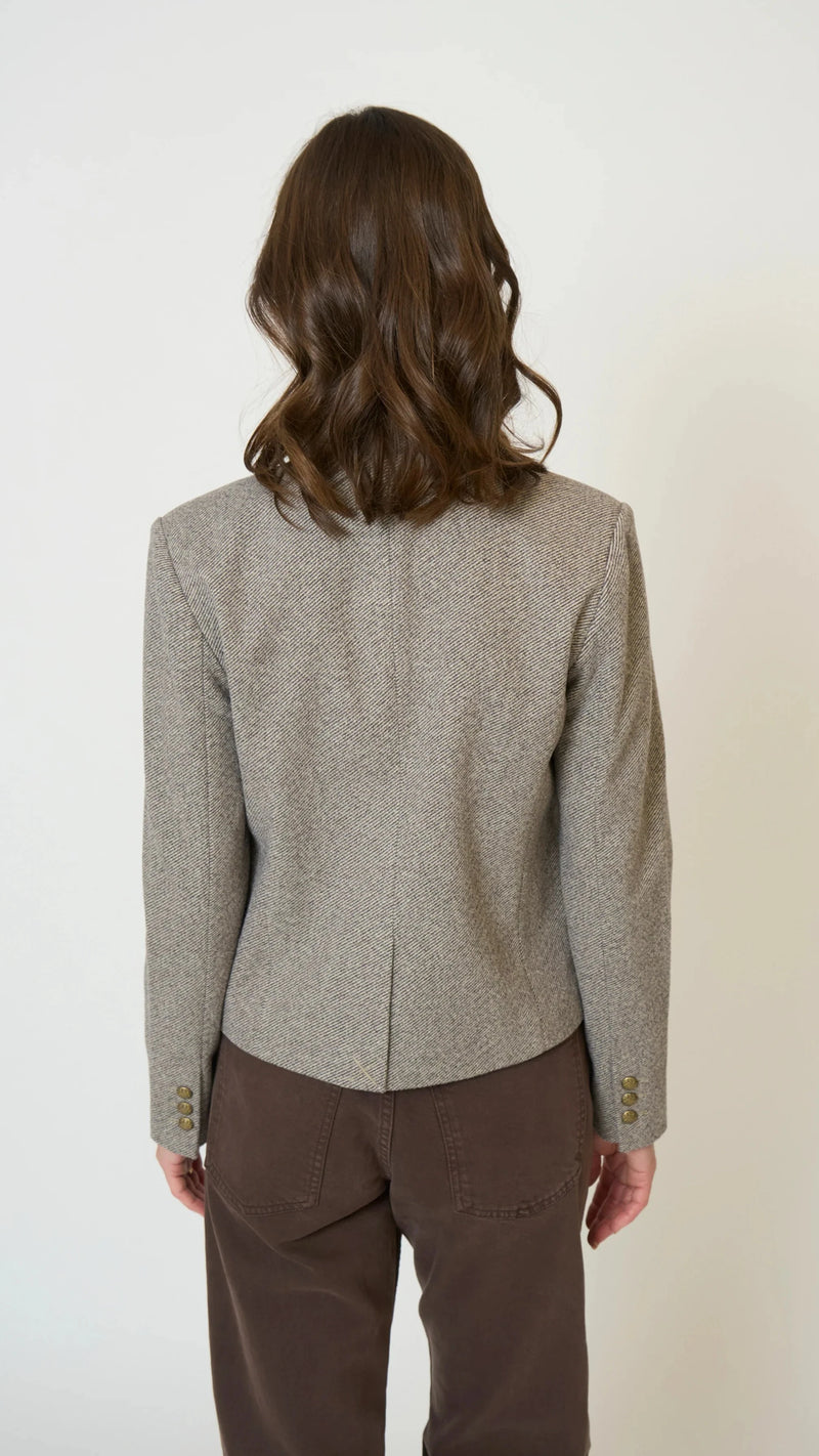 Central Park West Halsey Mandarin Collar Jacket in Brown