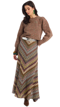 Allison New York Olive Skirt in Olive Chevron