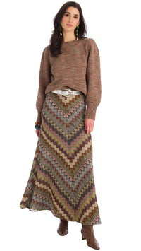 Allison New York Olive Skirt in Olive Chevron