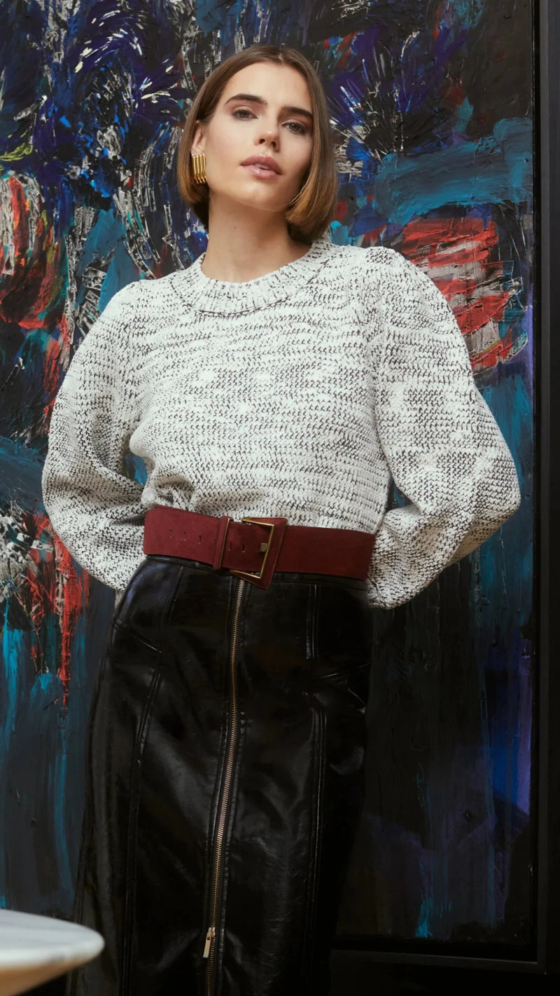 Allison New York Charlotte Sweater in Ivory/Black