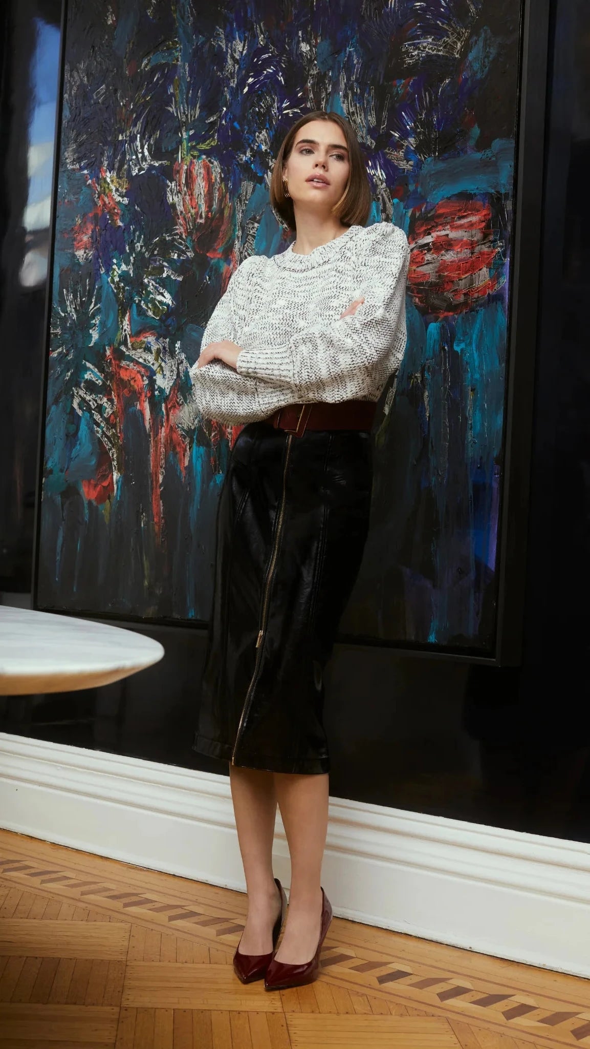 Allison New York Charlotte Sweater in Ivory/Black