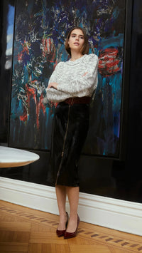 Allison New York Charlotte Sweater in Ivory/Black
