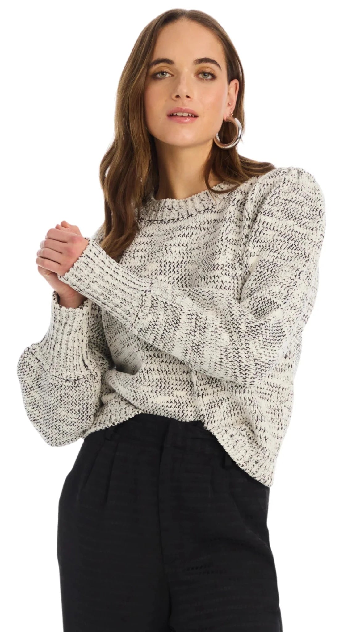 Allison New York Charlotte Sweater in Ivory/Black