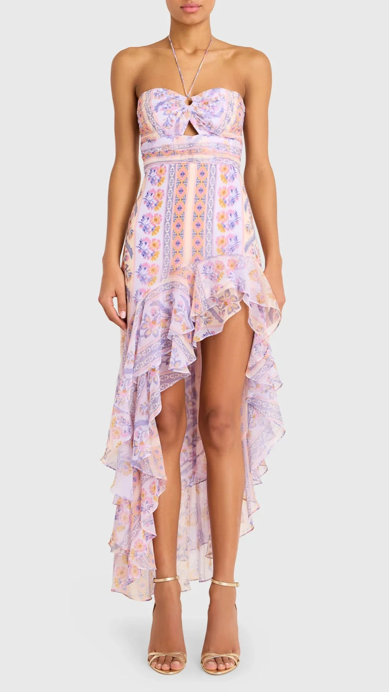 Amanda Uprichard Estrada Halter Maxi Dress in Calabria Print