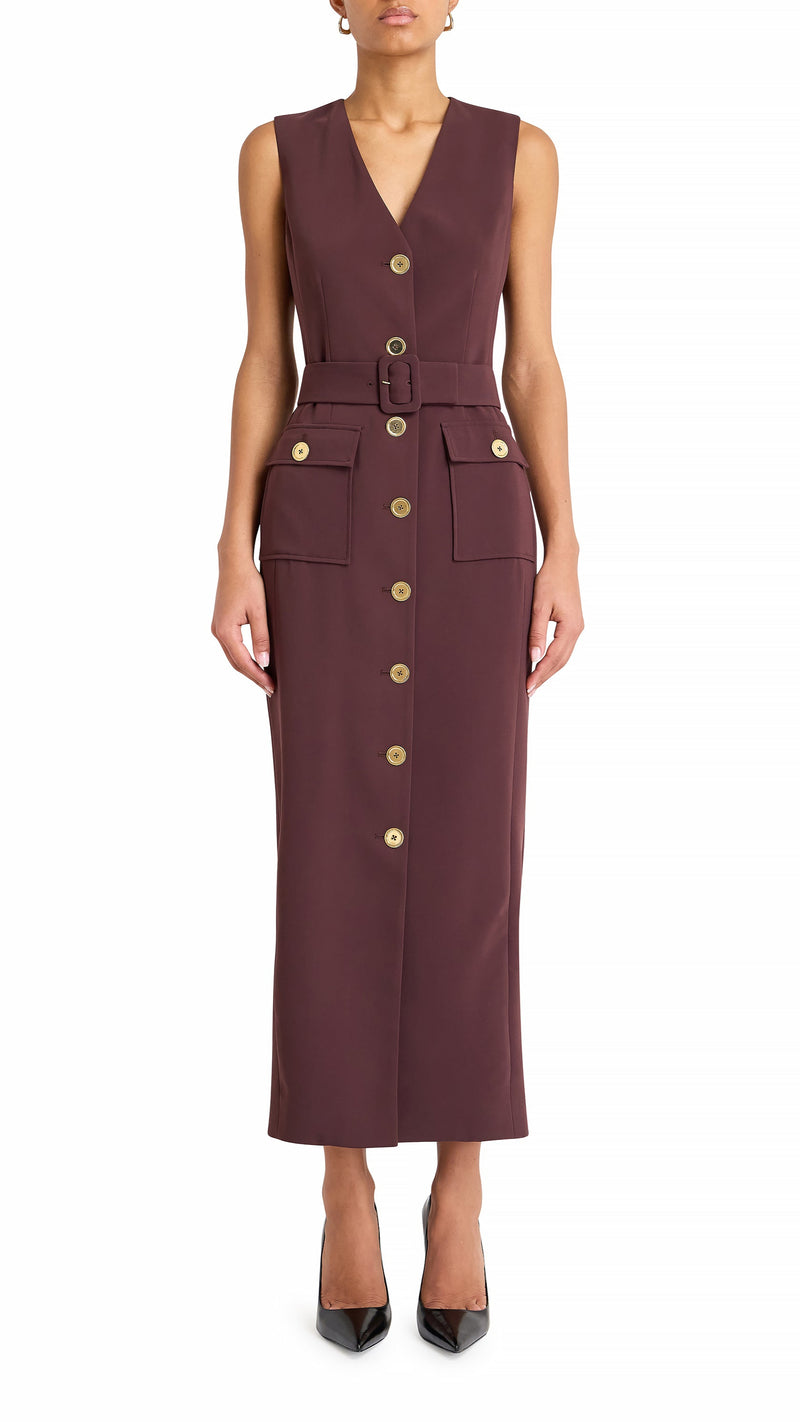 Amanda Uprichard Sonata Belted Dress in Coco